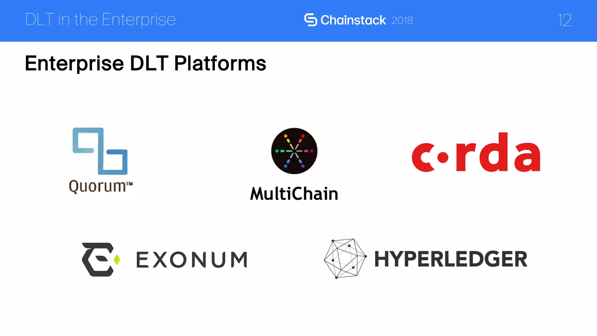 12
Enterprise DLT Platforms
DLT in the Enterprise
 