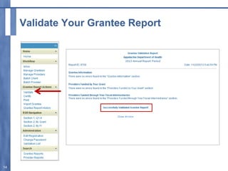 Validate Your Grantee Report
14
 