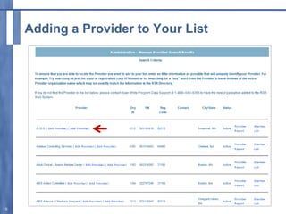Adding a Provider to Your List
9
 