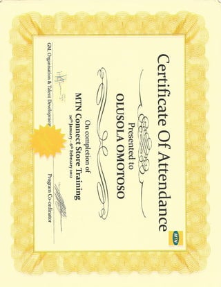 Omotoso MTN certificate