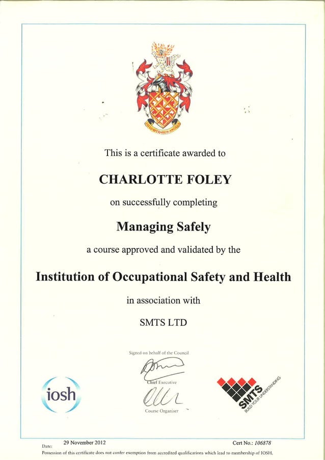 H&S Certificate | PDF
