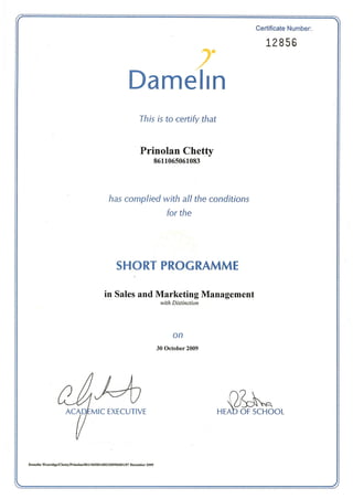 Sales and Marketing Management Certificate