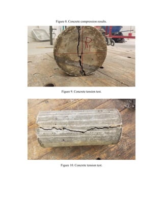 Figure 8. Concrete compression results.
Figure 9. Concrete tension test.
Figure 10. Concrete tension test.
 