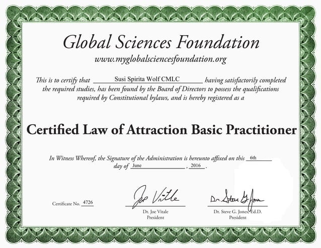 Susi Wolf LOA Certificate PPT Susi Wolf LOA Certificate PPT