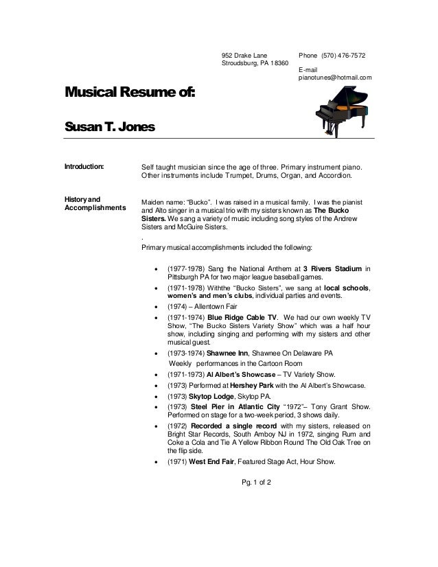 musical resume suzanne musical resume