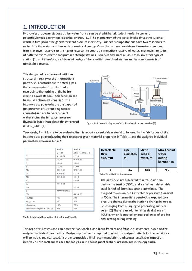 Penstock Design for a Hydro-electric Pumped Storage Station Report ...