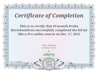 KiCad Certificate - Prasanth Prabu
