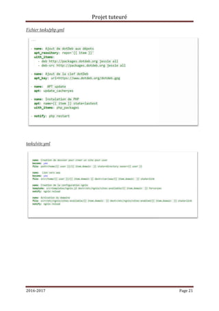 2016-2017
Fichier tasks/php.yml
tasks/site.yml
Projet tuteuré
Page 21
 