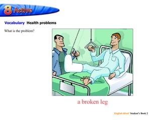 a broken leg What is the problem? Vocabulary  Health problems 