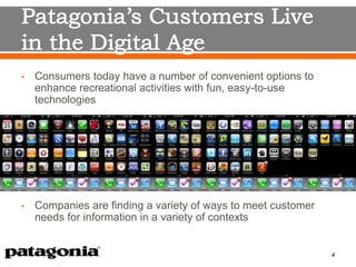 • Consumers today have a number of convenient options to
enhance recreational activities with fun, easy-to-use
technologies
• Companies are finding a variety of ways to meet customer
needs for information in a variety of contexts
4
 
