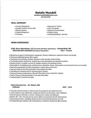 Resume and  Letter