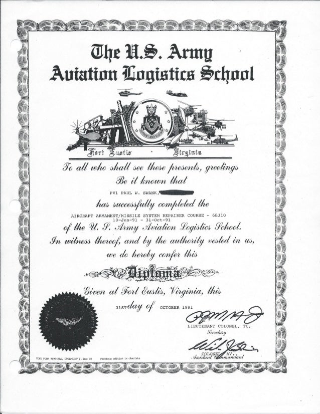 Aviation Logistics School 68J Diploma