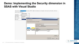 Demo: Implementing the Security dimension in
SSAS with Visual Studio
© Pariveda Solutions. Confidential & Proprietary.20
 