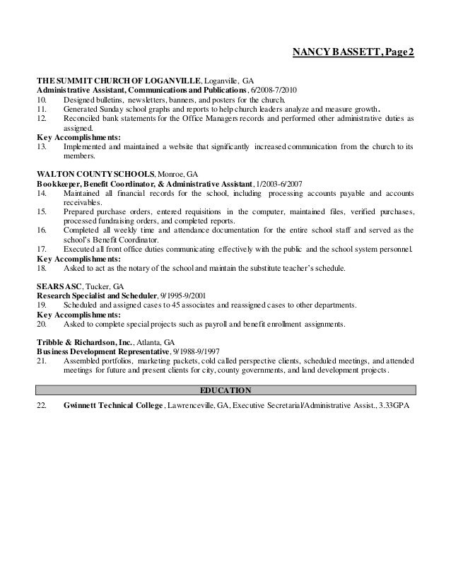 Nancy Bassett Resume 2015