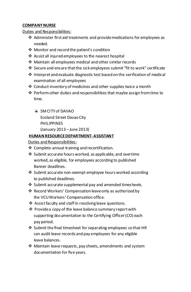 sample resume for company nurse