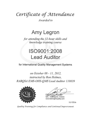 Lead Auditor Cert