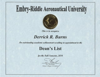 EmbryRiddle Deans list 2014