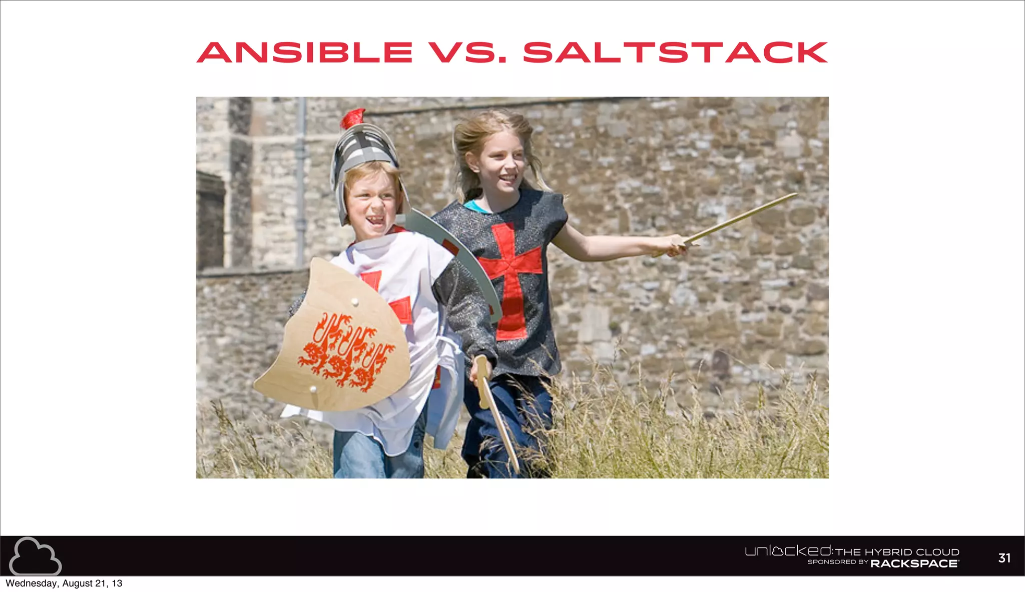 ANSIBLE vs. SALTSTACK
31
Wednesday, August 21, 13
 