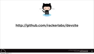 82
http://github.com/rackerlabs/devsite
Wednesday, August 21, 13
 