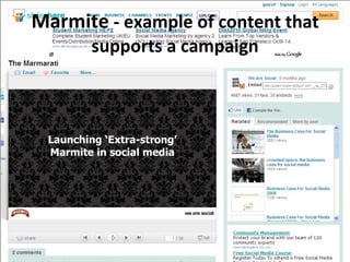 Marmite  - example of content that supports a campaign 