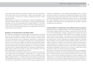 EUROPEAN COMMUNICATION MONITOR 2009
12
       SUMMARY




     the average in 2012, followed by crisis communication, whic...