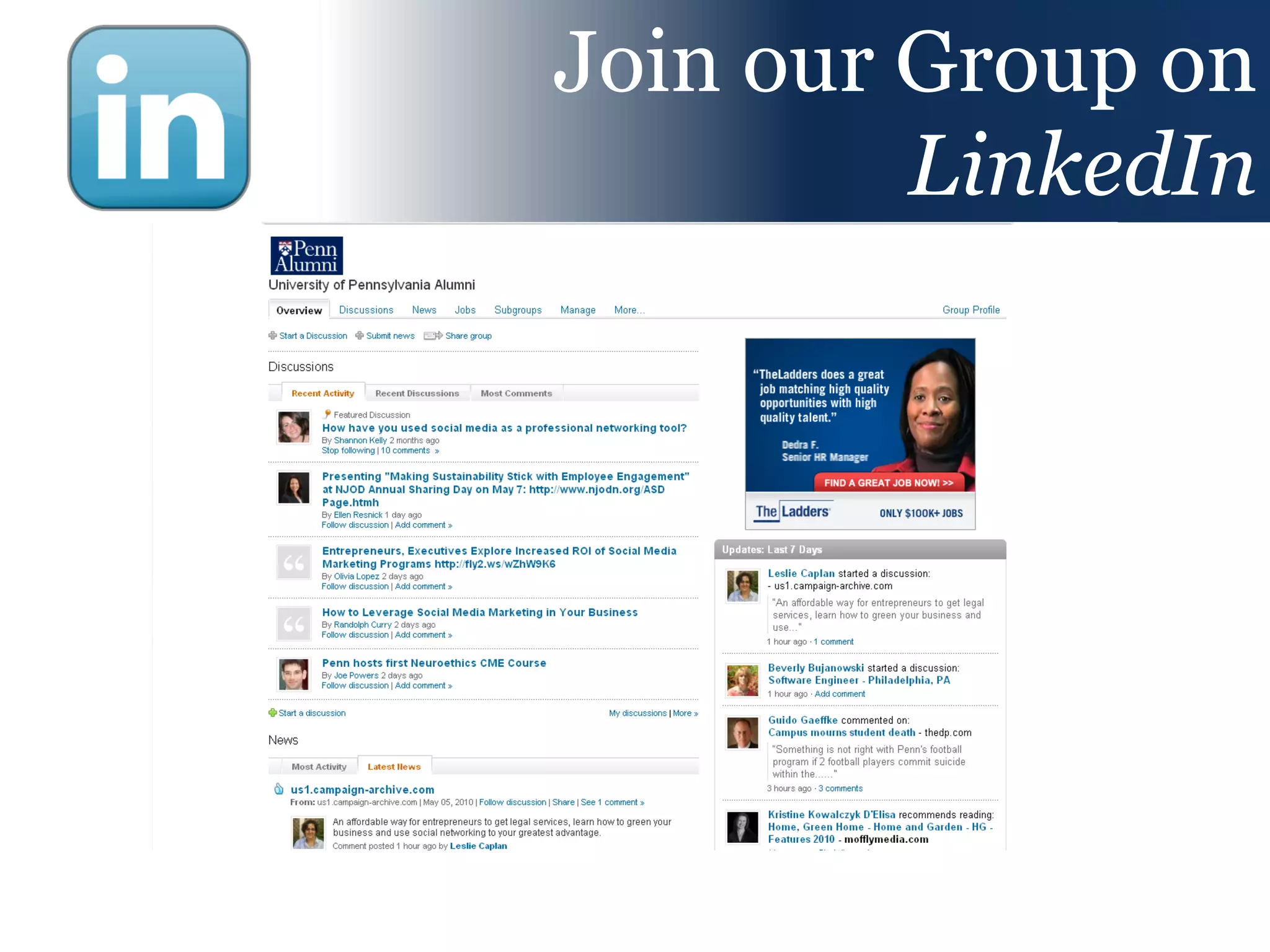 Join our Group on
         LinkedIn
 