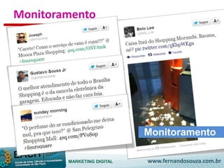 Monitoramento 
Monitoramento 
MARKETING DIGITAL www.fernandosouza.com.br 
 