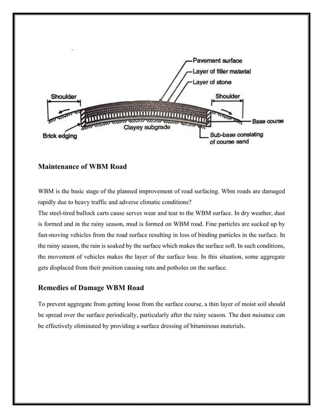 ESTIMATE THE CONSTRUCTION PROCEDURE OF WATER-BOUND MACADAM ROAD | PDF ...