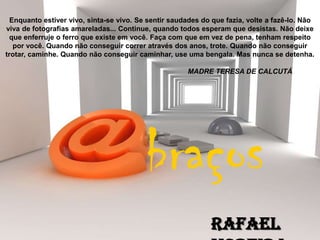 MOTIVE-OS Envie  mensagem aos alunos iniciados, presentes,ausentes, cursando e concluintes.CADA GRUPO TEM SEU FOCO MOTIVACIONAL.Chiavenato (1995) ‘’...é óbvio que as pessoas são diferentes no que tange á motivação: as necessidades variam de indivíduo para indivíduo, produzindo diferentes padrões de comportamento; os valores sociais também são diferentes; as capacidades para atingir os objetivos são igualmente diferentes; e assim por diante. Para complicar ainda mais, as necessidades, os valores sociais e as capacidades variam no mesmo indivíduo conforme o tempo... ‘’SURPREENDA!!!