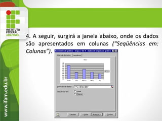 4. A seguir, surgirá a janela abaixo, onde os dados
são apresentados em colunas (“Seqüências em:
Colunas”).
 