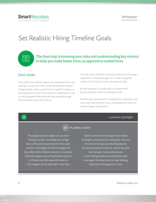 Making the Right Hire8
THE HIRING SUCCESS COMPANY
Whitepaper
Set Realistic Hiring Timeline Goals
Don’t Settle.
One of the ...