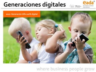 Generaciones digitales
2010- Generación Alfa 100% digital
 