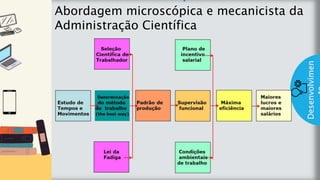 z
Introduç
ão
Abordagem microscópica e mecanicista da
Administração Científica
Desenvolvimen
 