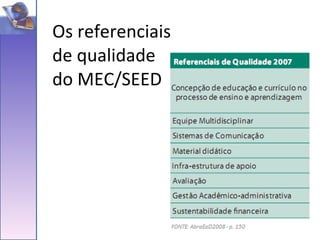 Os referenciais de qualidade do MEC/SEED 
