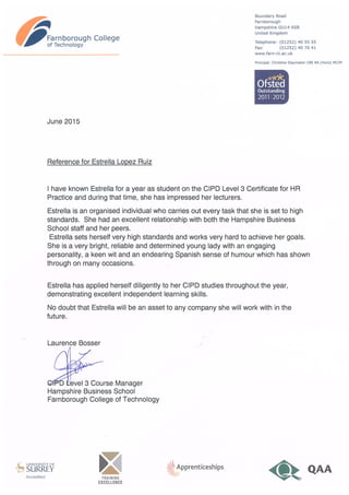 CIPD reference letter