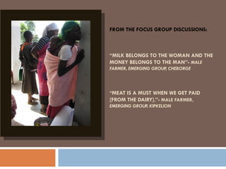 Dairy intensification, gender and child nutrition: Preliminary impressions