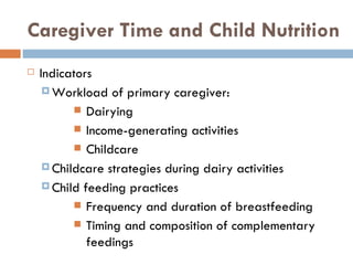 Dairy intensification, gender and child nutrition: Preliminary impressions