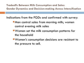 Dairy intensification, gender and child nutrition: Preliminary impressions
