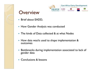 EADD: Gender in agricultural programs