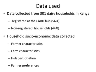 Using hubs to increase smallholder farmers’ access to services: Experiences from the East Africa Dairy Development Project