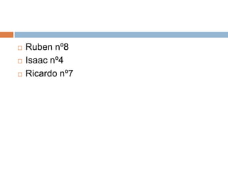    Ruben nº8
   Isaac nº4
   Ricardo nº7
 