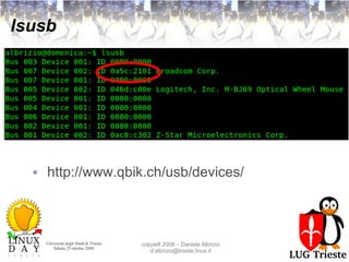 lsusb http://www.qbik.ch/usb/devices/ 