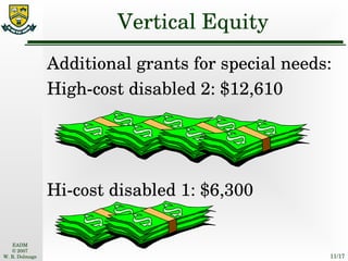 Vertical Equity Additional grants for special needs: High-cost disabled 2: $12,610 Hi-cost disabled 1: $6,300 