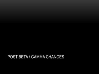 POST BETA / GAMMA CHANGES
 