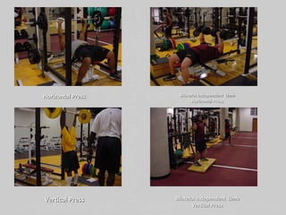 Bilateral Independent Limb
Horizontal Press
Bilateral Independent Limb
Vertical Press
Vertical Press
Horizontal Press
 