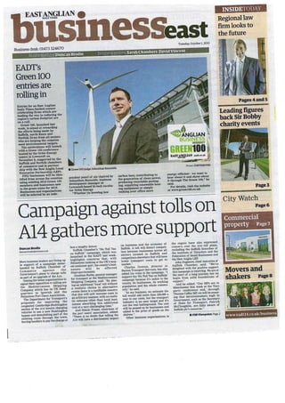 East Anglian Daily Times No A14 Toll Tax on Suffolk