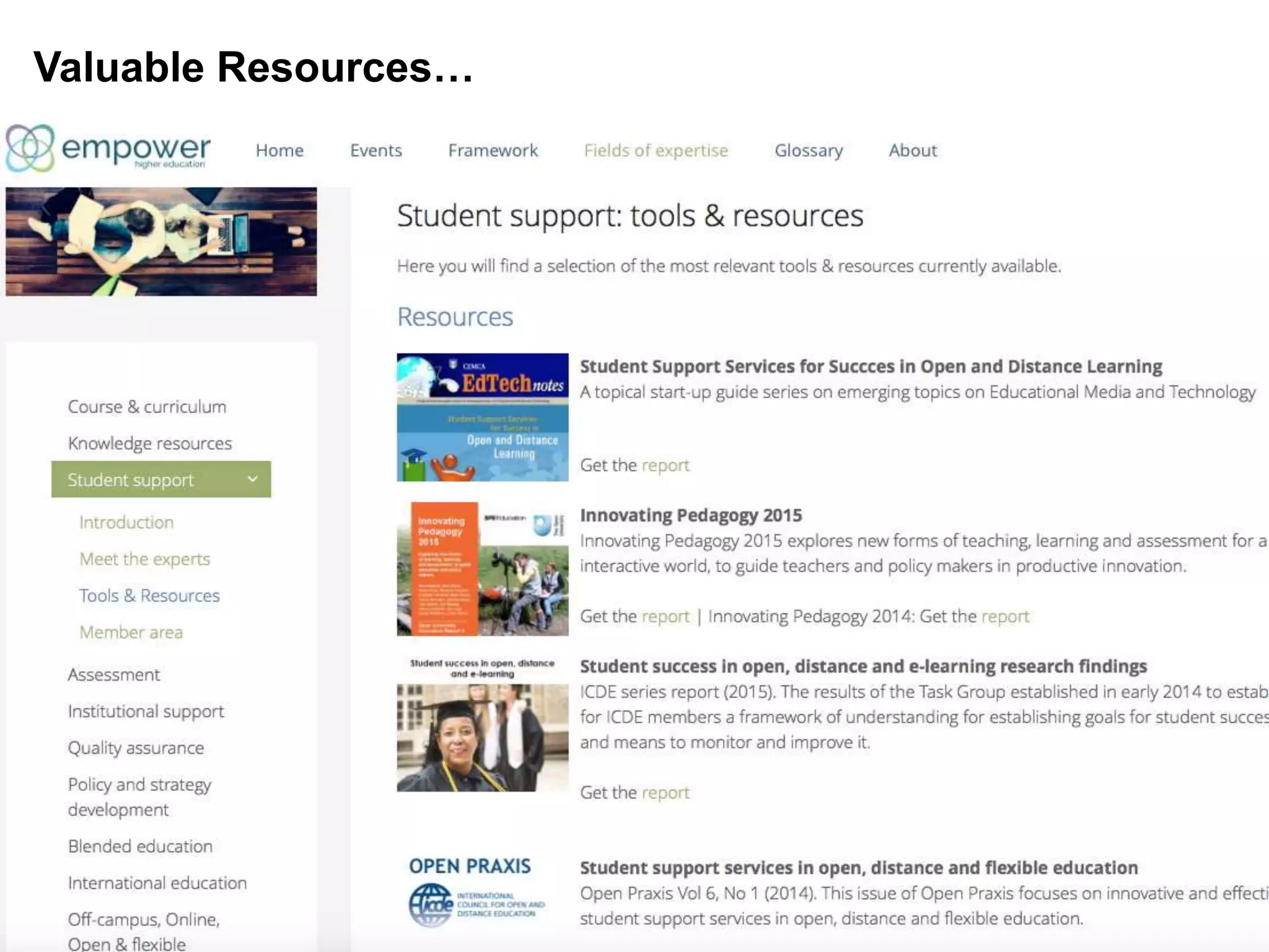 Valuable Resources…
 