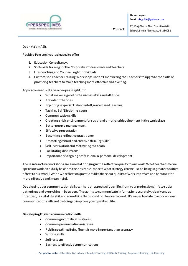 Perspectives Services Offered To Corporates