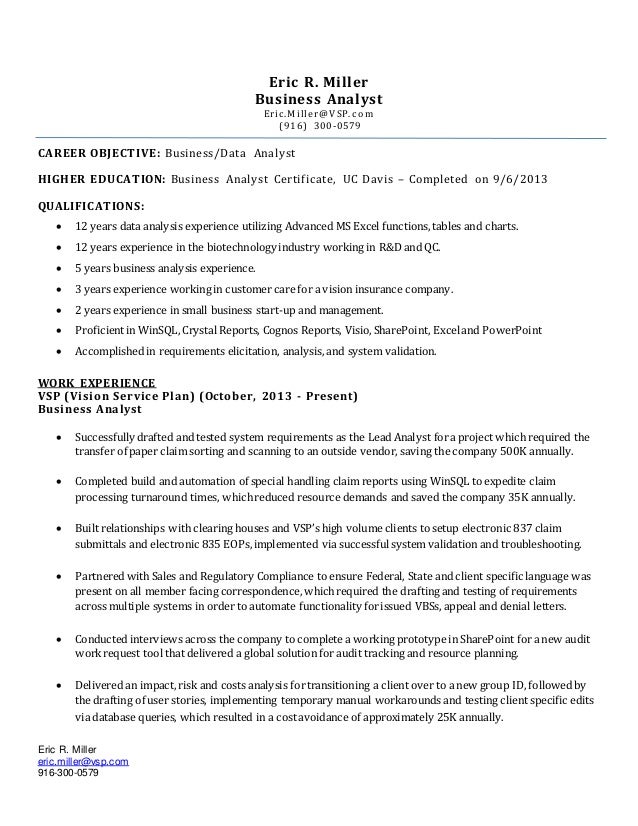 Eric Miller S Analyst Resume 2016