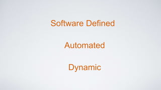 Software Defined
Dynamic
Automated
 